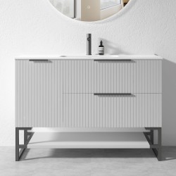 3D-2H 1200x450x850mm Grey Floor Standing Plywood Vanity with Stainless Black Frame Leg And Shelf 3D-2H 1200x450x850mm Grey Floor Standing Plywood Vanity with Stainless Black Frame Leg And Shelf